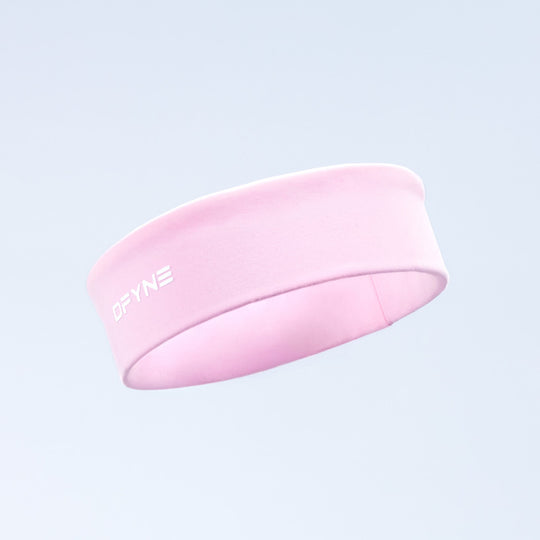Pink Origin headband with DPYNE logo on front
