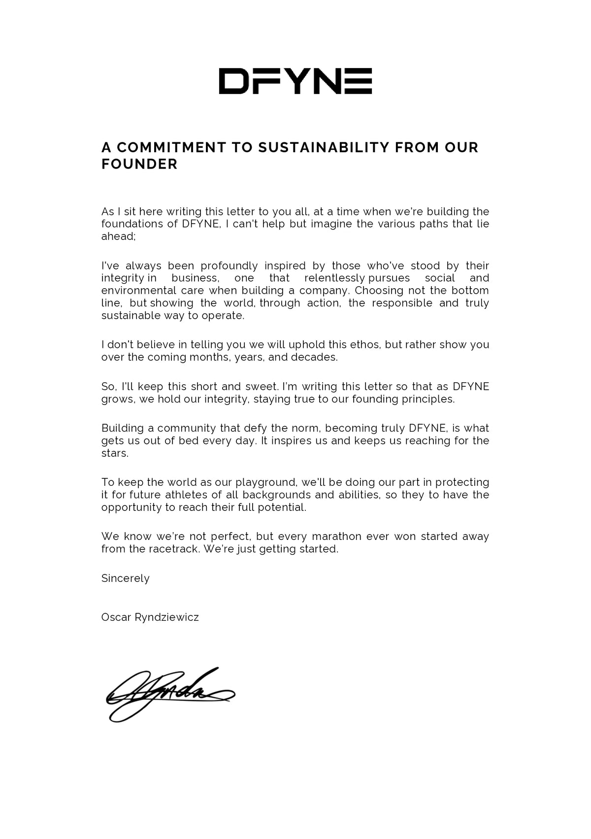 A Commitment to Sustainability from our Founder