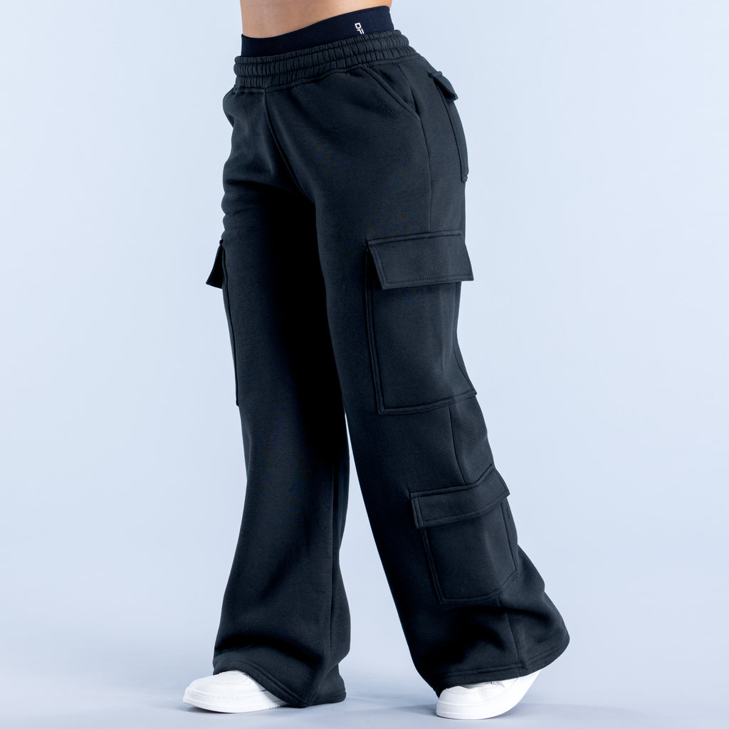 【HI FI FNK】Reina Cargo Wide Pants High Rise Fly Front Double Cargo Wide Leg Pants