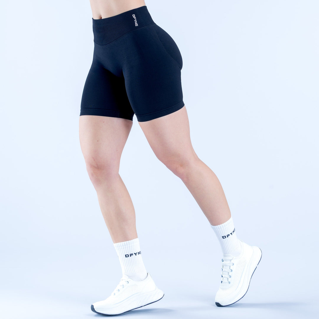 6.5-inch performance impact shorts, dark navy, high-stretch fitted design