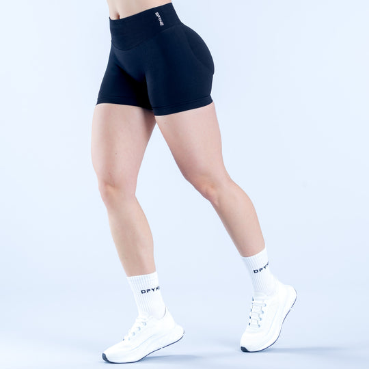 Black 4.5-inch compression impact shorts, side view