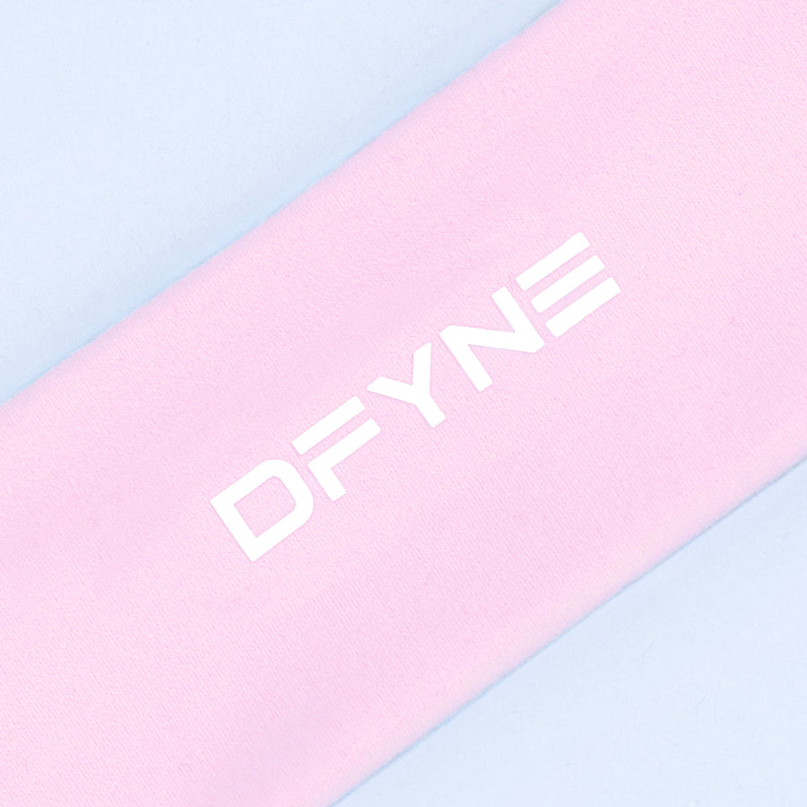 Pink headband detail with large DPYNE lettering