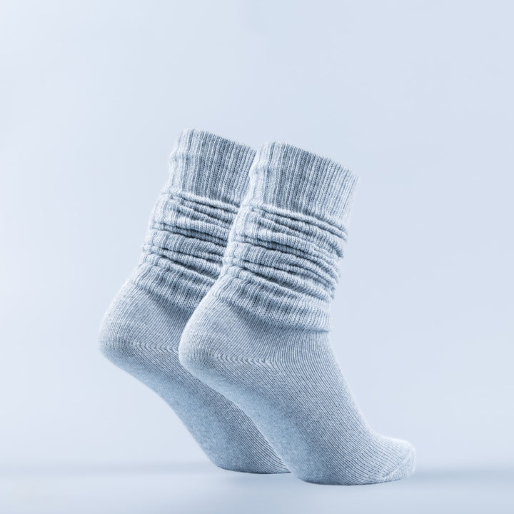 Light blue scrunch socks, two socks pair with stretchy gathered cuff